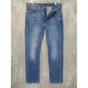 Levis 514 Jeans Mens 32x32 Blue Denim Slim Straight Mid Rise Stretch Red Tab